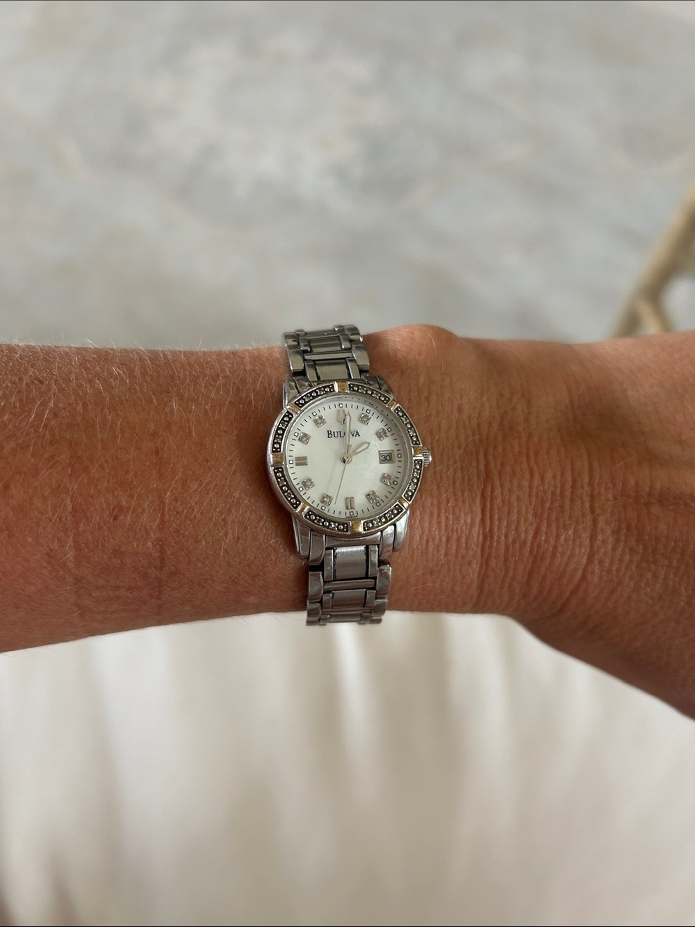 Bulova Women's Silver Tone Crystal Accent Bracelet Watch